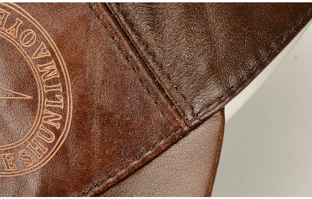 Tax excluded, add at checkout if applicable Fashion Men Genuine Cowhide Leather Baseball Cap Casual Real Leather Hat Autumn Wint