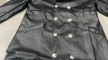 Men Faux Leather Coats Pu Long Coat Splice Double Breasted Turn Down Collar Slim Fit Thick Casual Jackets Autumn Winter