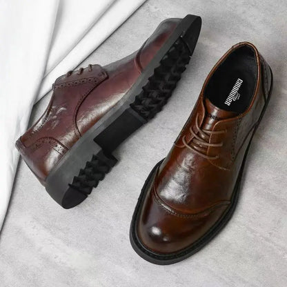 2025 Soft Leather Men's High-end Leather Trendy Business Casual Tooling Big Head Thick Sole Non-slip Loafers Shoes