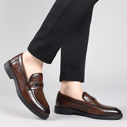 fashionMen's Slip-On Business Loafers High Quality Leather Shoes Gentleman Outdoor Shoes Office Shoes Leisure Ripe-Young