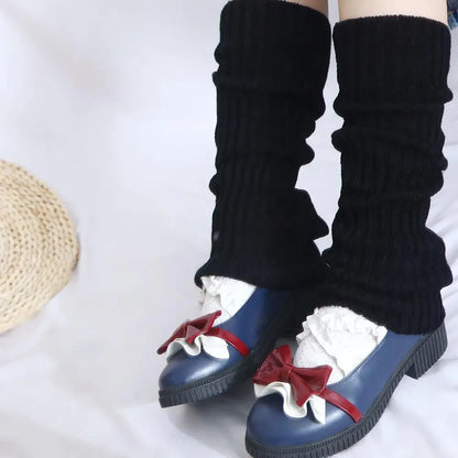 Winter Sweet Lolita Autumn Wool Ball Knitted Leg Warmers Leg Warm Socks Foot Cover Knee Cover