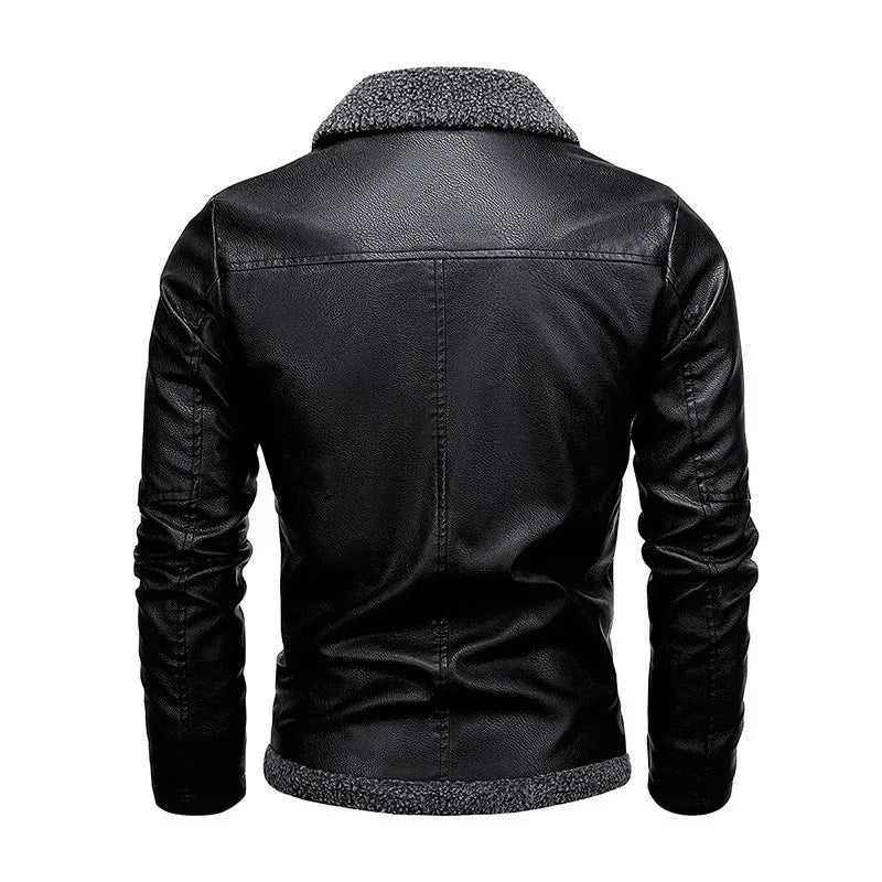 New Men's Leather Jackets Autumn Winter Slim High Quality Motorcycle PU Jacket Man Business Fleece Warm Black Leather Coats