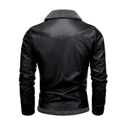 New Men's Leather Jackets Autumn Winter Slim High Quality Motorcycle PU Jacket Man Business Fleece Warm Black Leather Coats