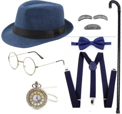 1920s Men Costume Accessories Set Gatsby Newsboy Hat Old Man Costume Accessories Set Grandpa Accessories Set diguse disfraz