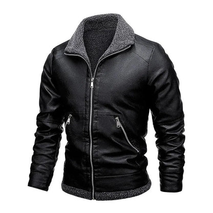 New Men's Leather Jackets Autumn Winter Slim High Quality Motorcycle PU Jacket Man Business Fleece Warm Black Leather Coats