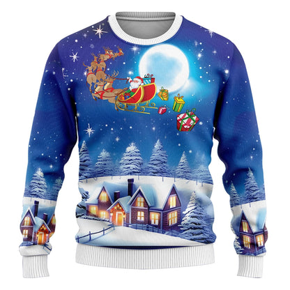 Santa Claus Ugly Christmas Sweater Merry Christmas Lovers Womens Sweaters Crewneck Sweatshirt Unisex Mens Sweater Funny Gifts
