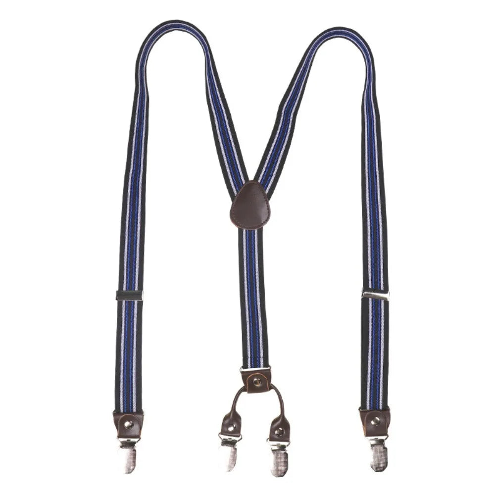 Casual Retro Suspenders for Men Metal Clip British Style Y-Type Suspenders Suit Accessories Anti-slip Stripe Suspender Clip Men