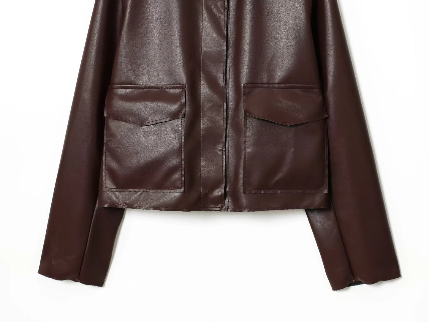 Women's Leather Jacket 2025 Autumn Winter New Fashion Women Long Sleeve Zipper Jackets Women High Street Elegant Short Coats