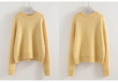 Women's Winter Sweater 2025 Warm Pullovers O Neck Knitwear Loose Knit Jumpers Basic Brown Sweaters For Women Winter Pink