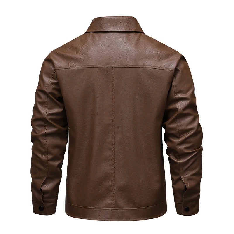 Men Faux Leather Jacket Autumn Winter Biker Jackets Fashion Black Motorcycle Leather Coat Outwear Casual Streetwear Windbreaker