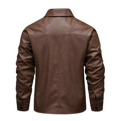 Men Faux Leather Jacket Autumn Winter Biker Jackets Fashion Black Motorcycle Leather Coat Outwear Casual Streetwear Windbreaker