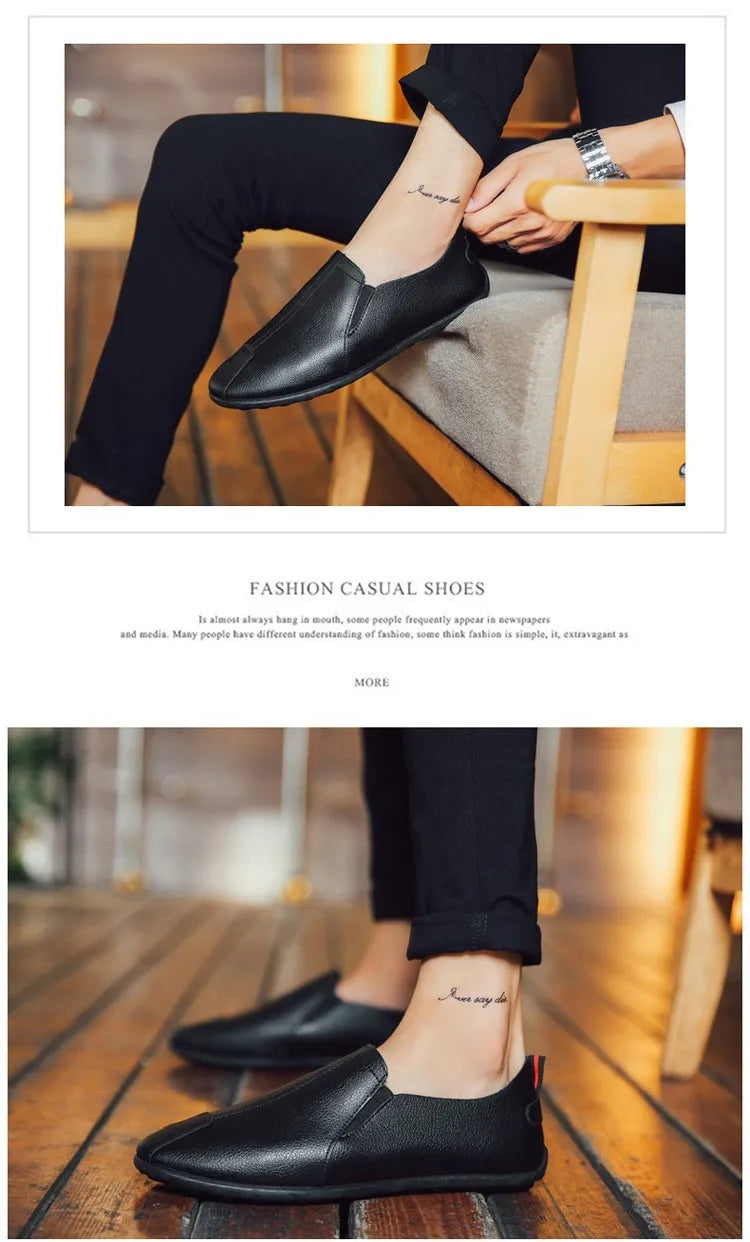 Leather Shoes Men's Shoes 2023 Spring and Autumn Season New Soft Sole Bean Shoes, Casual Shoes, Men's Lazy Shoes, Single Shoes