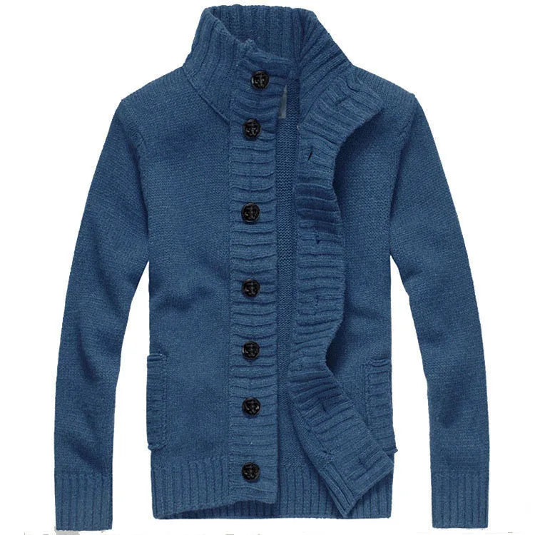 Men Sweater New Autumn Front Button Cardigan Stand Collar Sweaters for Men Coat Winter Warm Knitwear Clothing pull homme MY271