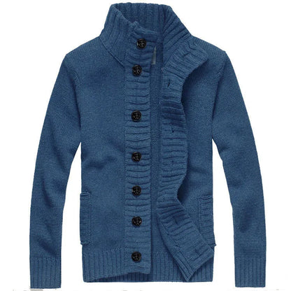 Men Sweater New Autumn Front Button Cardigan Stand Collar Sweaters for Men Coat Winter Warm Knitwear Clothing pull homme MY271