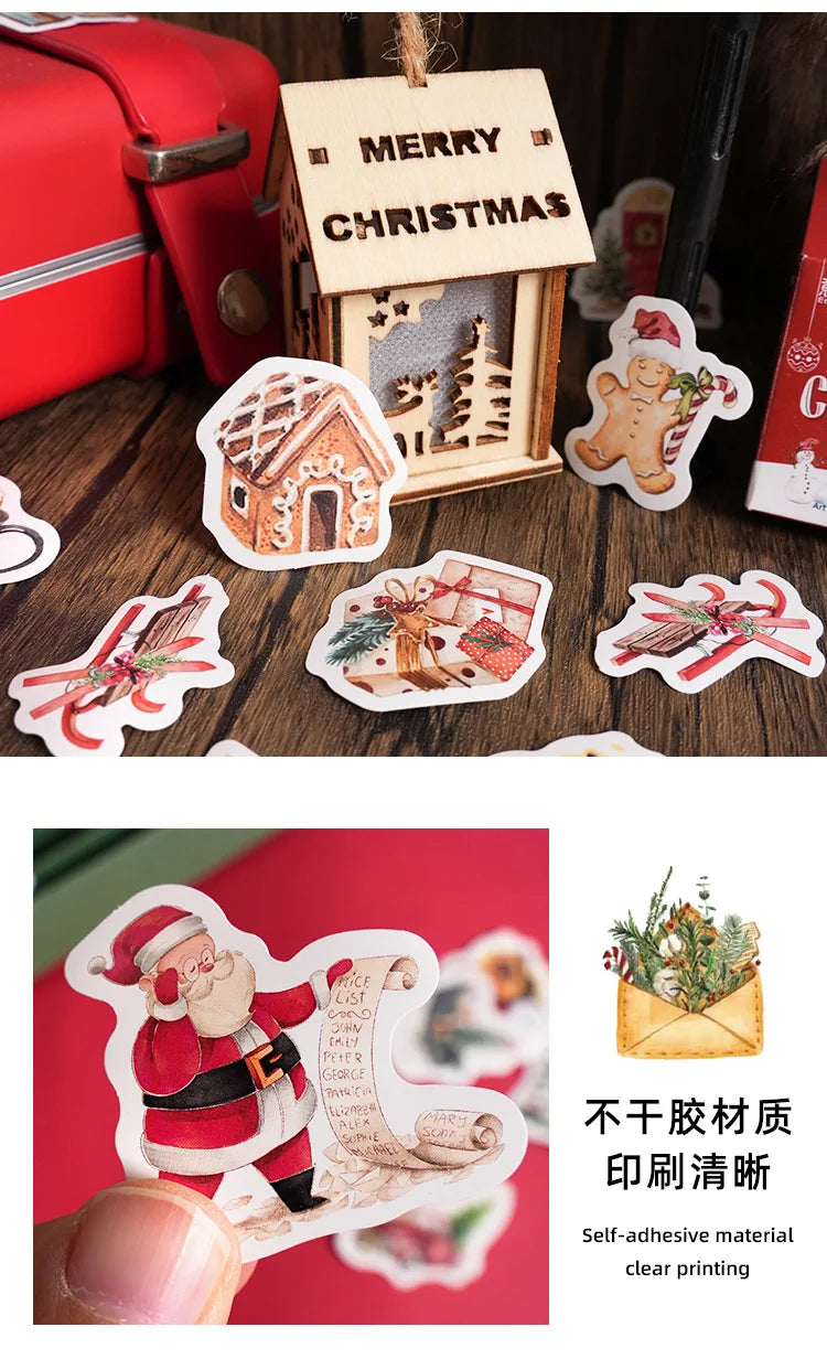 45pcs Cute Christmas Stickers Mini Paper Sticker Label INS Aesthetic Kawaii Snowman Stickers Stationery Scrapbooking Material