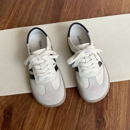 Leather cowhide German training shoes women's college style casual shoes 2025 new soft-soled casual flat-soled sports shoes