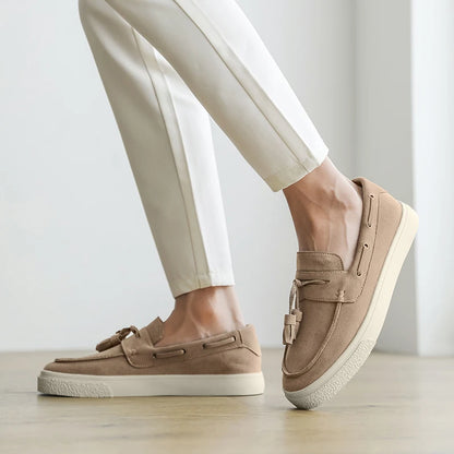 Suede Leather Handmade Loafers Leisure Walk Male Casual Shoes New Design Casual Slip on Flats Versatile Driving Shoes Moccasins