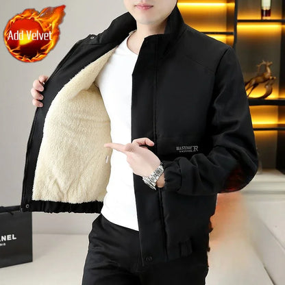 Winter Coat for Men Warm Thick Fleeced Casual Fast Delvery Vintage Quilted Padded Jacket Man High Quality New In Joker Work Cold