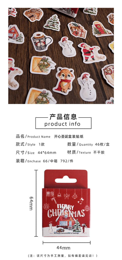 45pcs Cute Christmas Stickers Mini Paper Sticker Label INS Aesthetic Kawaii Snowman Stickers Stationery Scrapbooking Material
