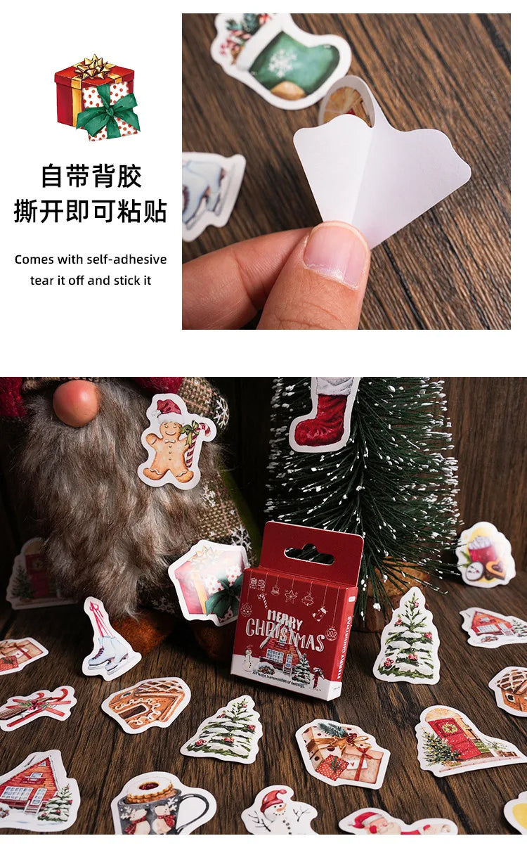 45pcs Cute Christmas Stickers Mini Paper Sticker Label INS Aesthetic Kawaii Snowman Stickers Stationery Scrapbooking Material