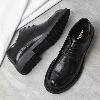 2025 Soft Leather Men's High-end Leather Trendy Business Casual Tooling Big Head Thick Sole Non-slip Loafers Shoes