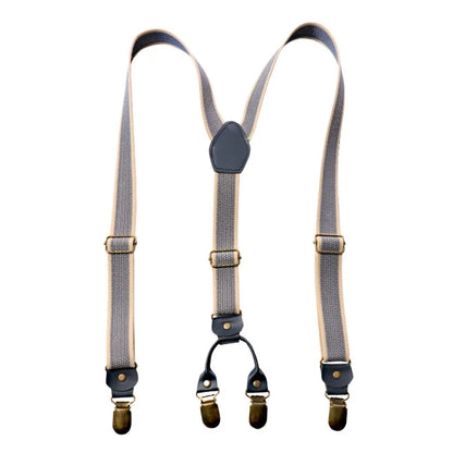 Fashion Retro Suspenders for Men Metal Clip British Style Y-Type Suspenders Suit Accessories Anti-slip Stripe Suspender Clip Men