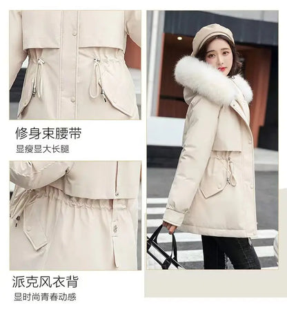 Winter Coat 2025 New Women's Thick Cotton Jacket Women's Medium long Korean version Fur collar Coat Female Warm Parka Overcoat