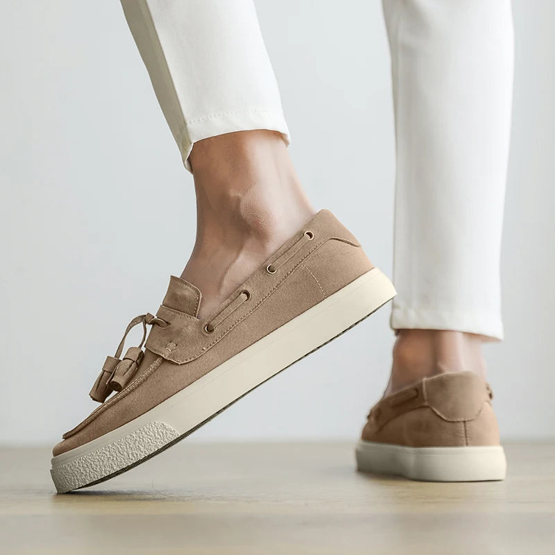 Suede Leather Handmade Loafers Leisure Walk Male Casual Shoes New Design Casual Slip on Flats Versatile Driving Shoes Moccasins
