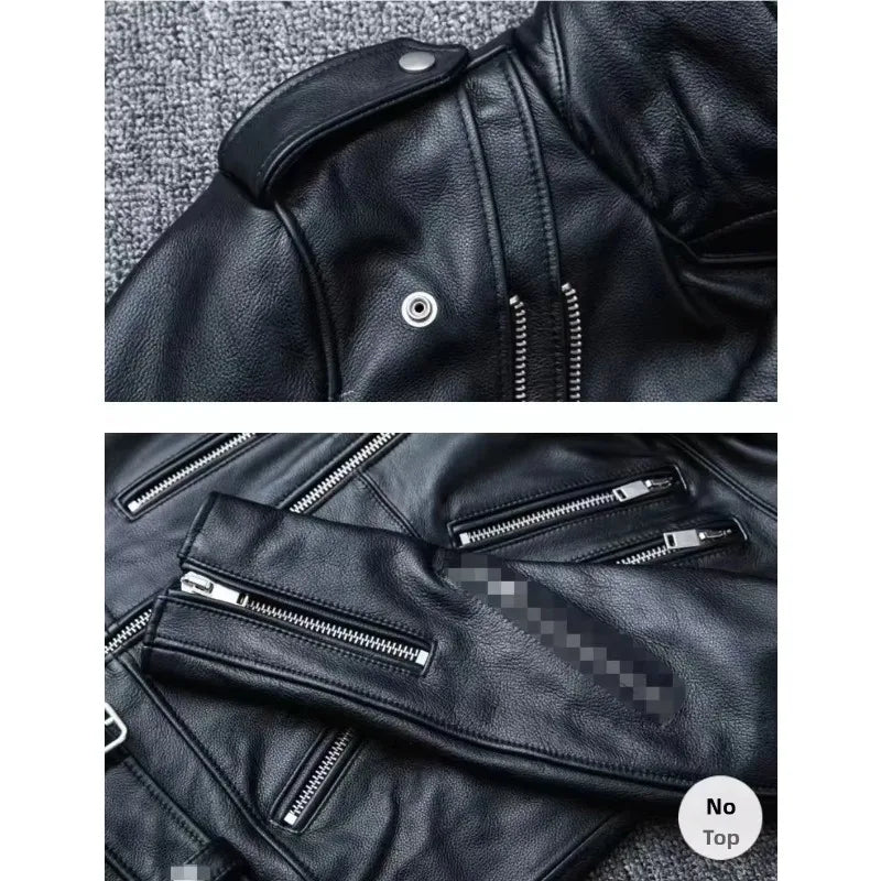 Men's Leather Jacket Fashionable Casual Coat Motorcycle Style Regular Cut Chinese Brand Stock AE New Autumn Winter Collection