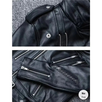 Men's Leather Jacket Fashionable Casual Coat Motorcycle Style Regular Cut Chinese Brand Stock AE New Autumn Winter Collection