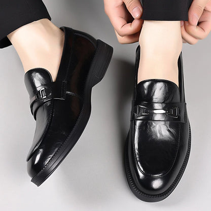 fashionMen's Slip-On Business Loafers High Quality Leather Shoes Gentleman Outdoor Shoes Office Shoes Leisure Ripe-Young