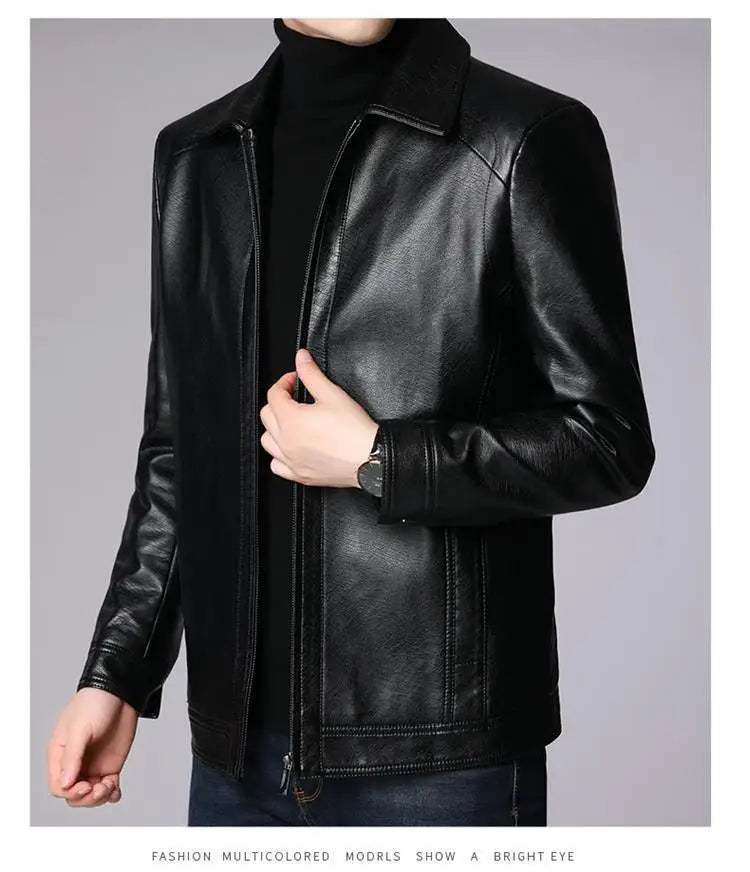 Warmth Thiened Real Leather Jaet Men's Casual Busin Sle eepskin Coat Dad Coat Loose Fit Winter Outerwear