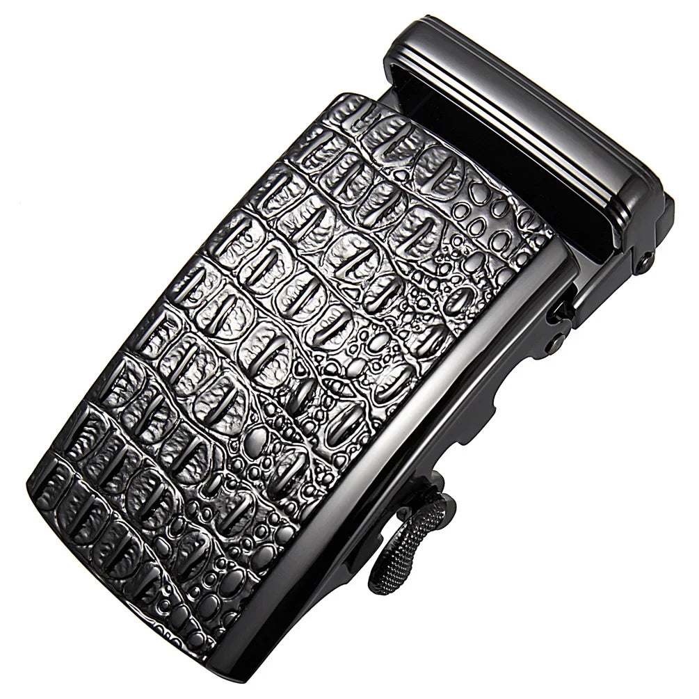 Men's Belt Buckle Accessories Business Ratchet Automatic Alloy Metal Buckle For 3.5cm Width Leather Belt Strap No Holes