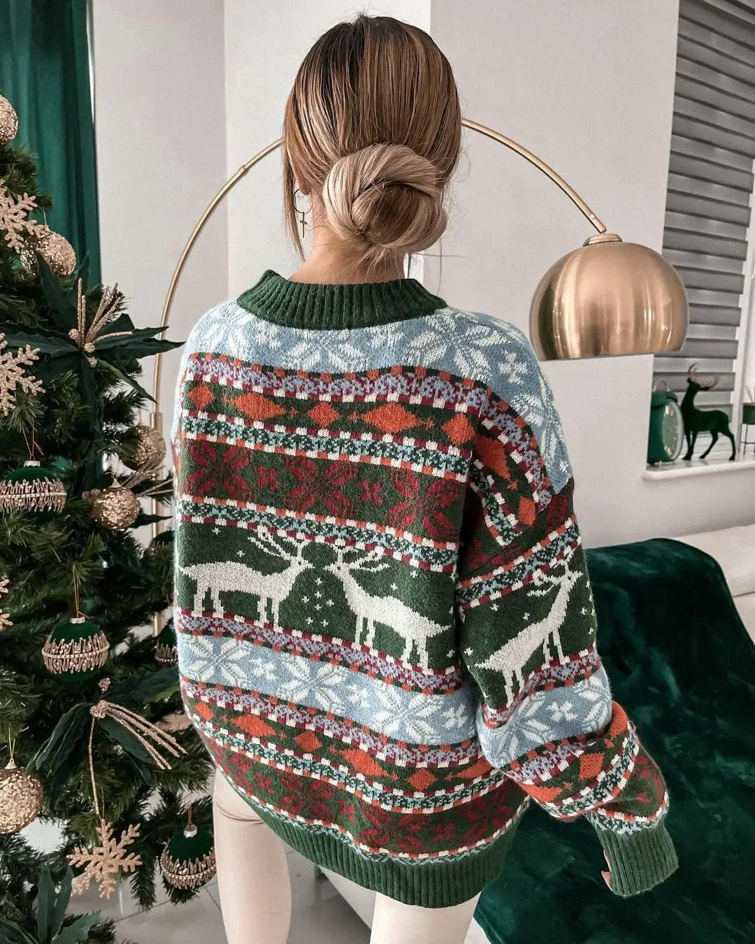 Winter Christmas Sweaters for Women Print Warm Soft Knitwear Full Sleeve Casual Loose Jumpers Xmas pullovers Femme