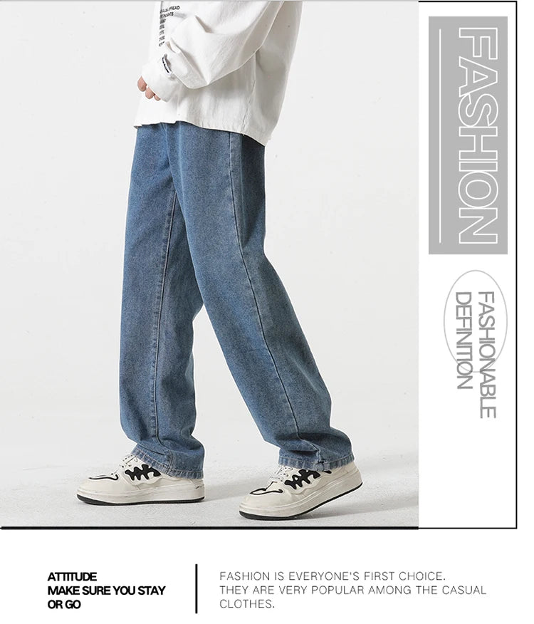 Jeans men's spring and summer 2025 new style trend straight versatile casual pants loose wide-leg mopping trousers