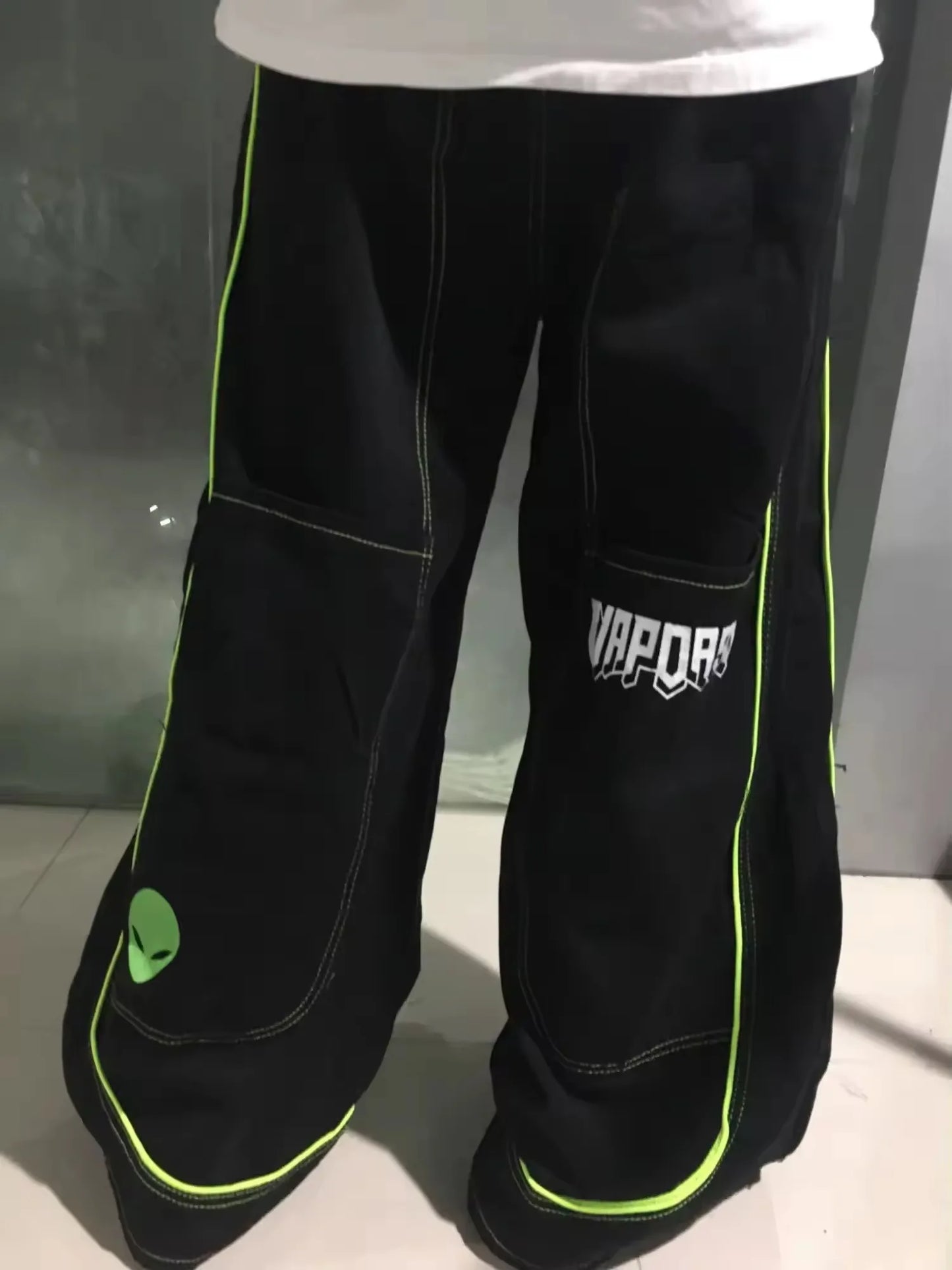 Jeans Spring and Autumn European and American wide-leg loose alien pattern trousers 2024 new high street trend hip-hop men