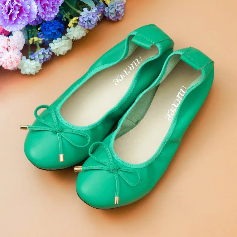 2024 Women Leather Breathable Ladies Comfortable Ballet Flats Driving Shoe Fashion Slip on Shallow Loafers Office Flat Boat Shoe