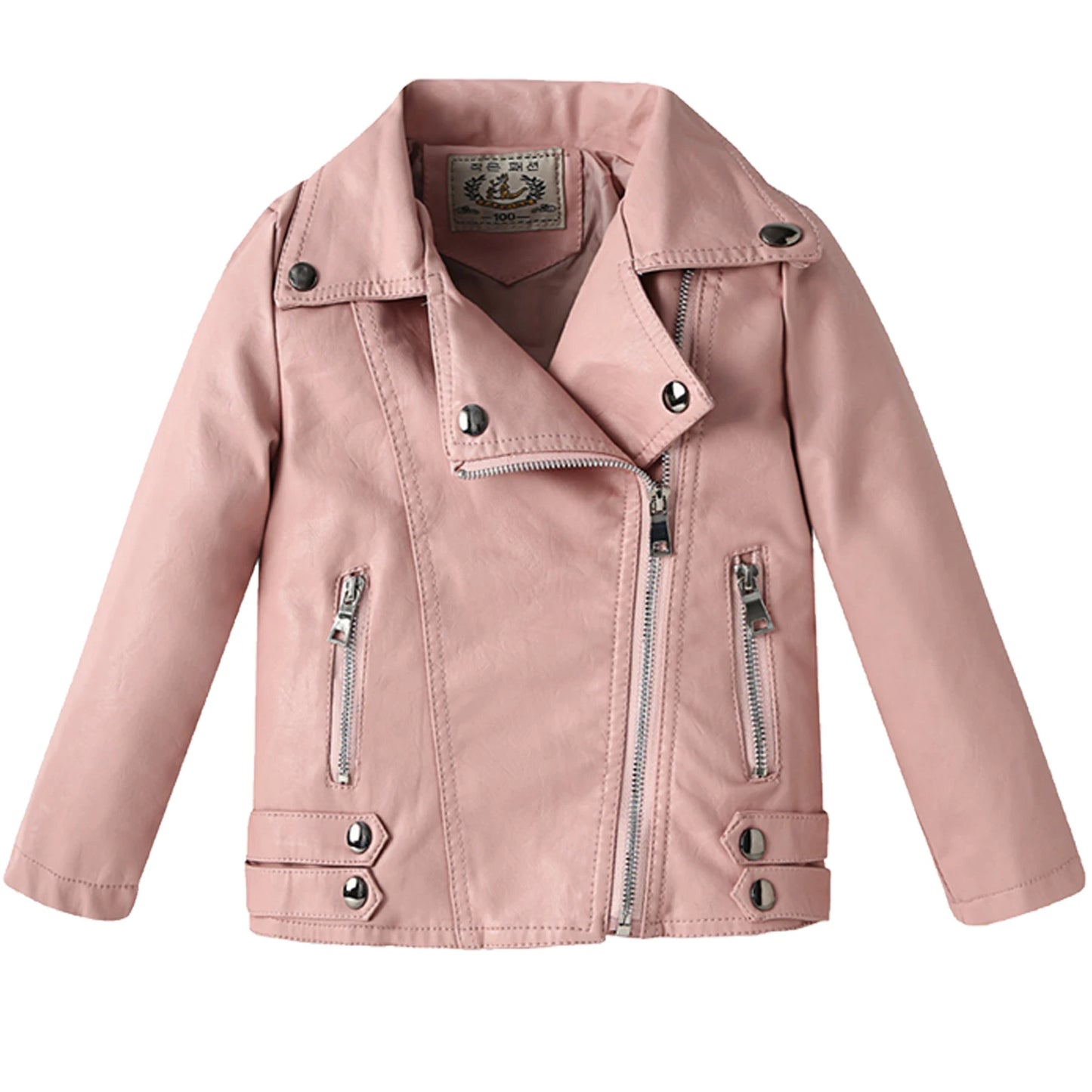 Retro Children's Leather Jacket,Boys Transition Coat,Kids PU Locomotive Wear,Faux Leather Outerwear,Girls Motorcycle Outfits