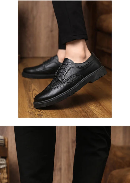 Leather Shoes for Men Luxury High Quality Brogue Shoes comfortable Soft Sole Men's Casual Shoes Lace Up Men Business Dress Shoe