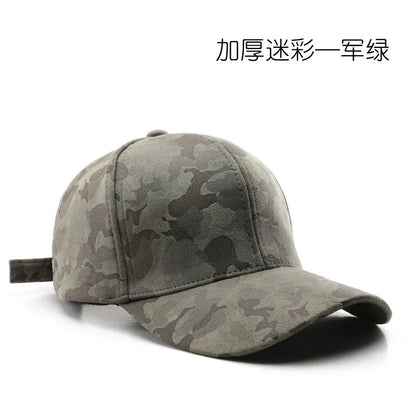 Leather Suede PU Camouflage Baseball Cap Men and Women Autumn Winter Hip Hop Adjustable Outdoor Snapback Hat