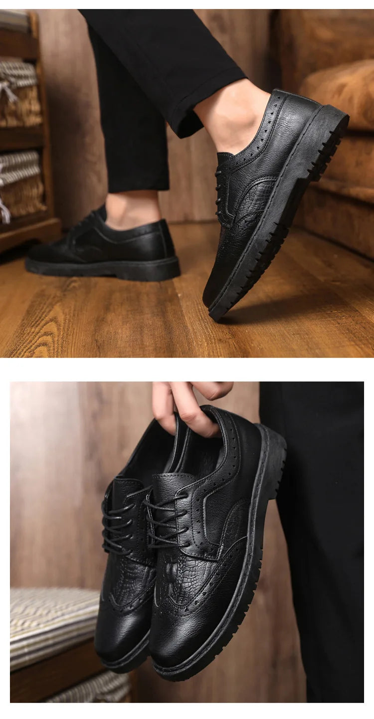 Leather Shoes for Men Luxury High Quality Brogue Shoes comfortable Soft Sole Men's Casual Shoes Lace Up Men Business Dress Shoe