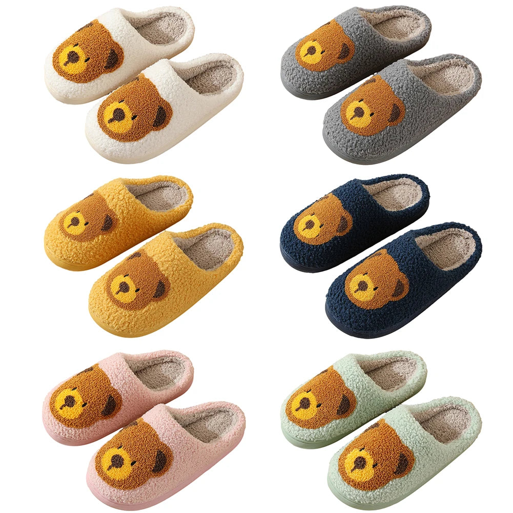 Cute Bear Slippers Fluffy Winter House Shoes Lightweight Women Winter Slippers Bedroom Slippers Cozy Soft Plush Home Slippers