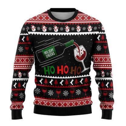 Merry Christmas Wine Ugly Christmas Sweaters For Men Women Wine Bottle Printes Pullover Sweatshirts New In Christmas Jumper