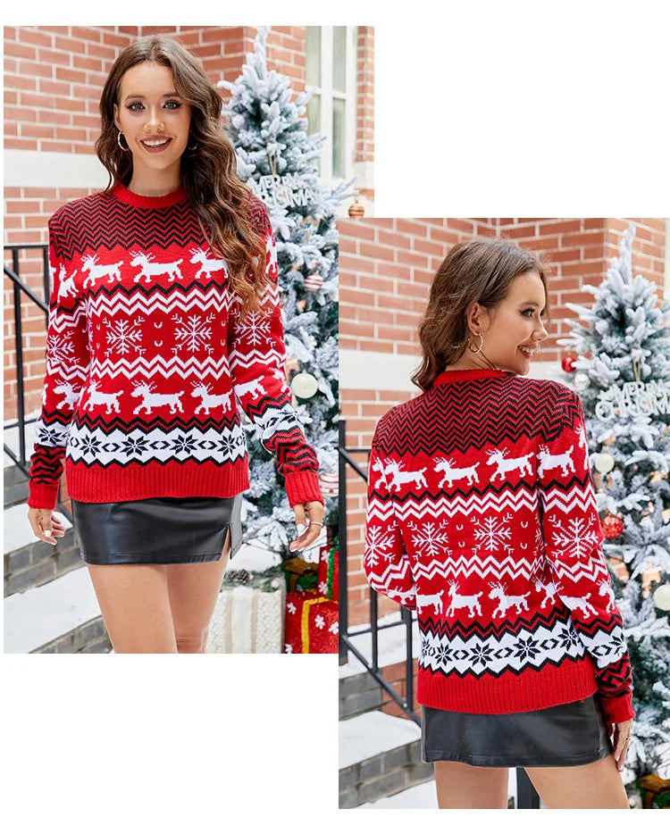 2025 Christmas Sweaters Women Men Boys Girls Matching Outfits Couples Kids Casual Knitwear Long Sleeve Jumpers Xmas Family Look