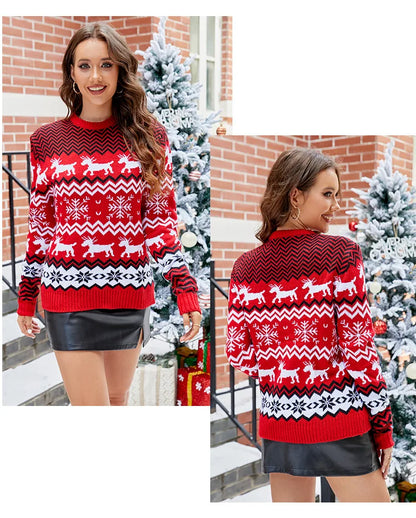 2025 Christmas Sweaters Women Men Boys Girls Matching Outfits Couples Kids Casual Knitwear Long Sleeve Jumpers Xmas Family Look