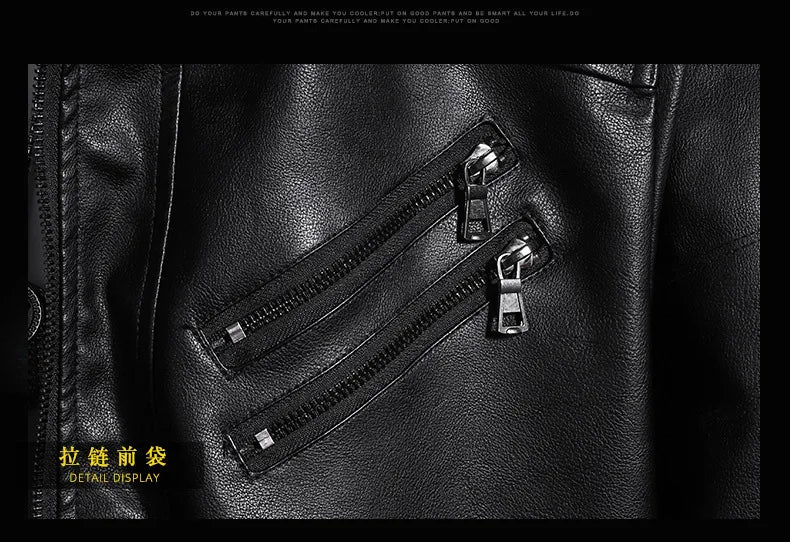 Hooded Leather Jacket Men's Jacket Winter PU Leather Coat Teenage Jackets Men's Motorcycle Leather Coat Harajuku