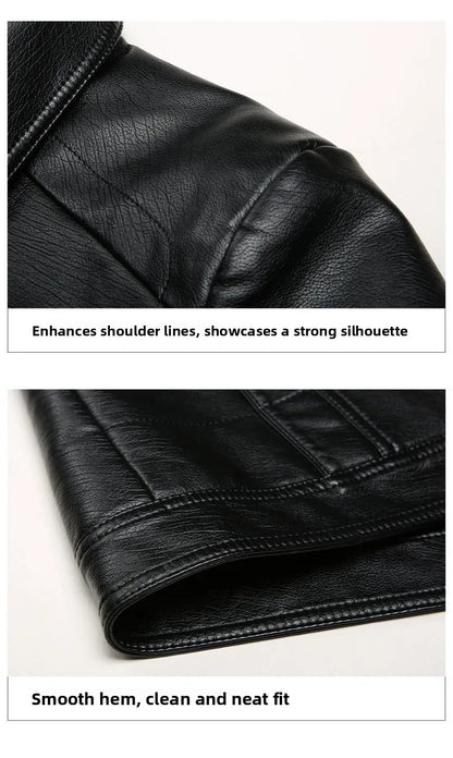 Warmth Thiened Real Leather Jaet Men's Casual Busin Sle eepskin Coat Dad Coat Loose Fit Winter Outerwear