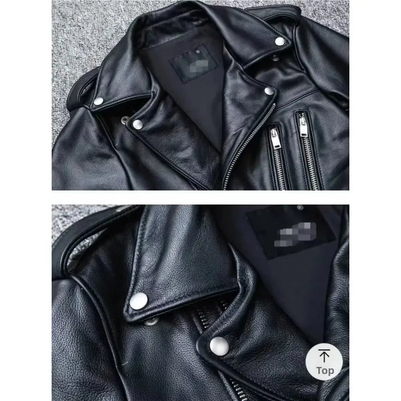 Men's Leather Jacket Fashionable Casual Coat Motorcycle Style Regular Cut Chinese Brand Stock AE New Autumn Winter Collection