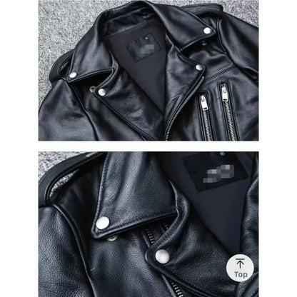 Men's Leather Jacket Fashionable Casual Coat Motorcycle Style Regular Cut Chinese Brand Stock AE New Autumn Winter Collection