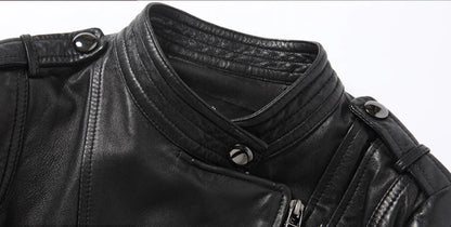 Leather Coat Women Short All-match European Fashion Biker Genuine Sheepskin Black Jackets Zipper Pocket Jaqueta Couro Feminina